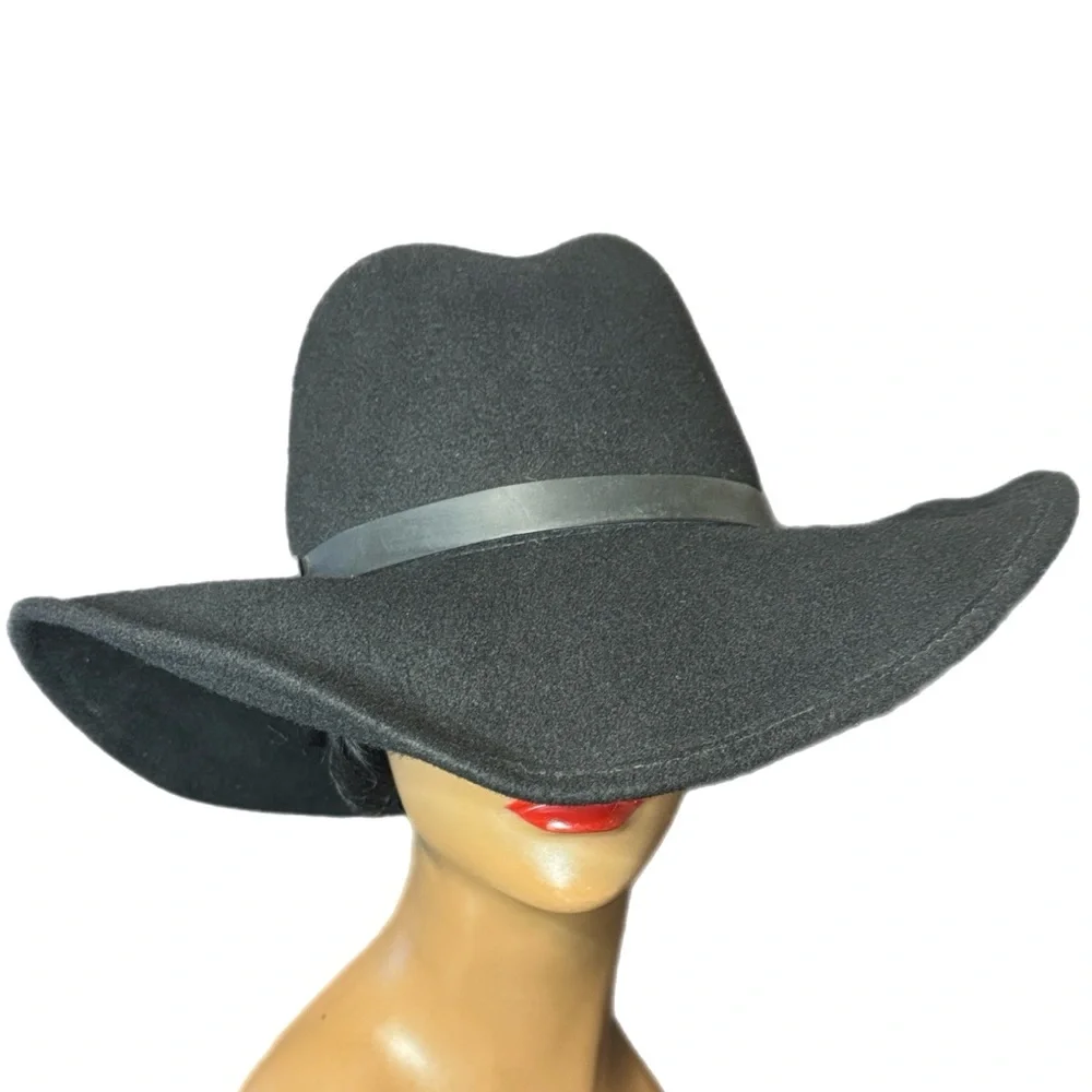 Vintage Black Wool Scala Western Hat